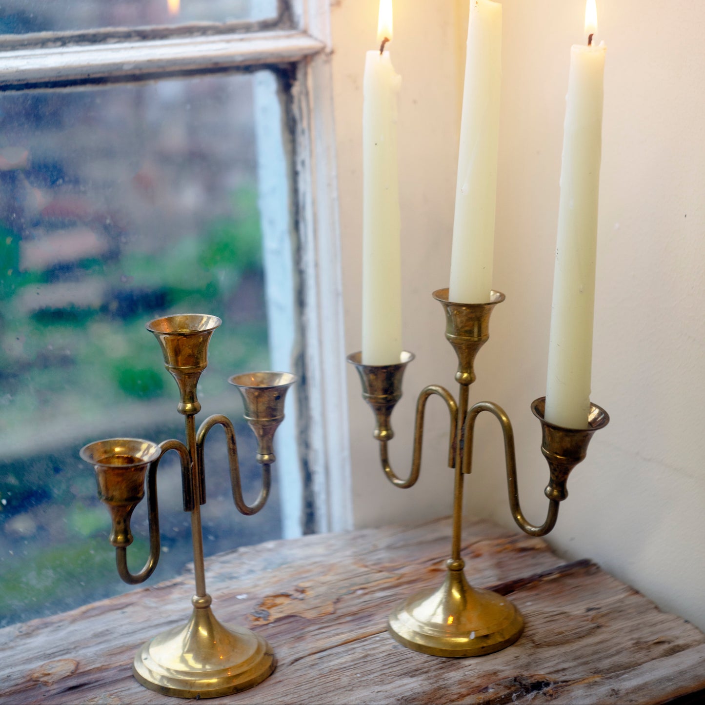 set of 2 Vintage bronze candlestick