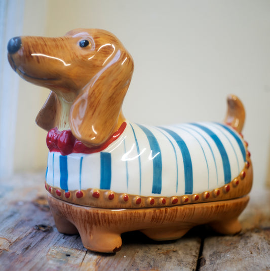 Dachshund butter dish