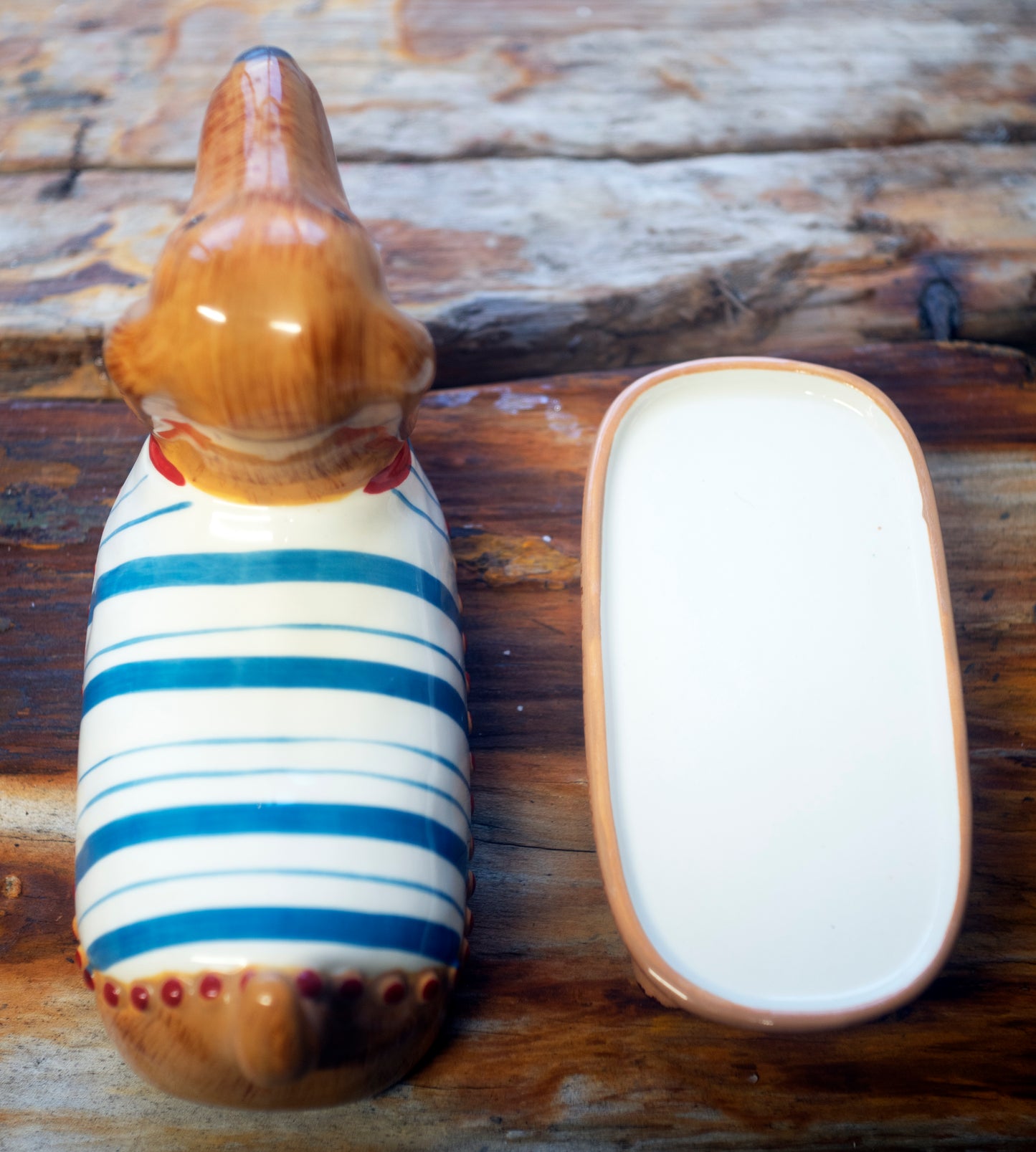 Dachshund butter dish