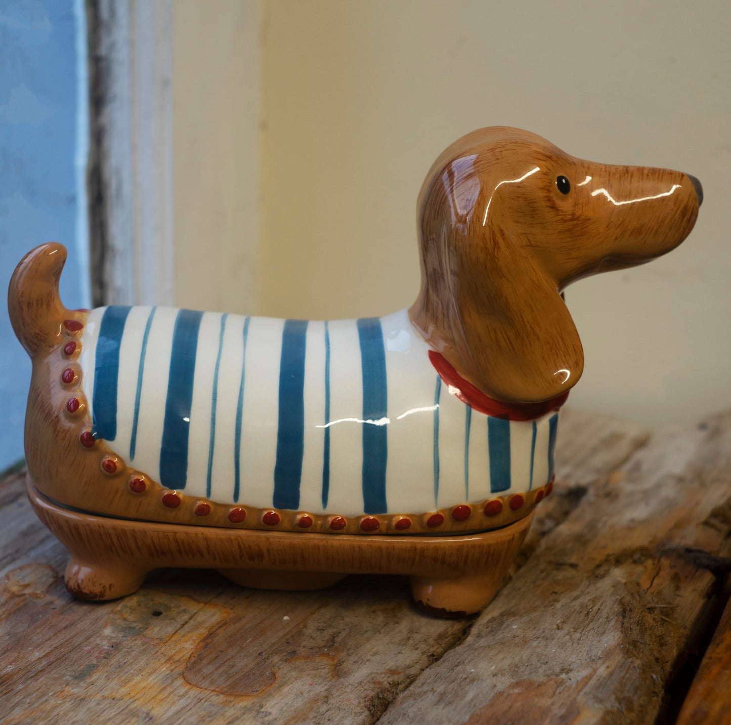 Dachshund butter dish