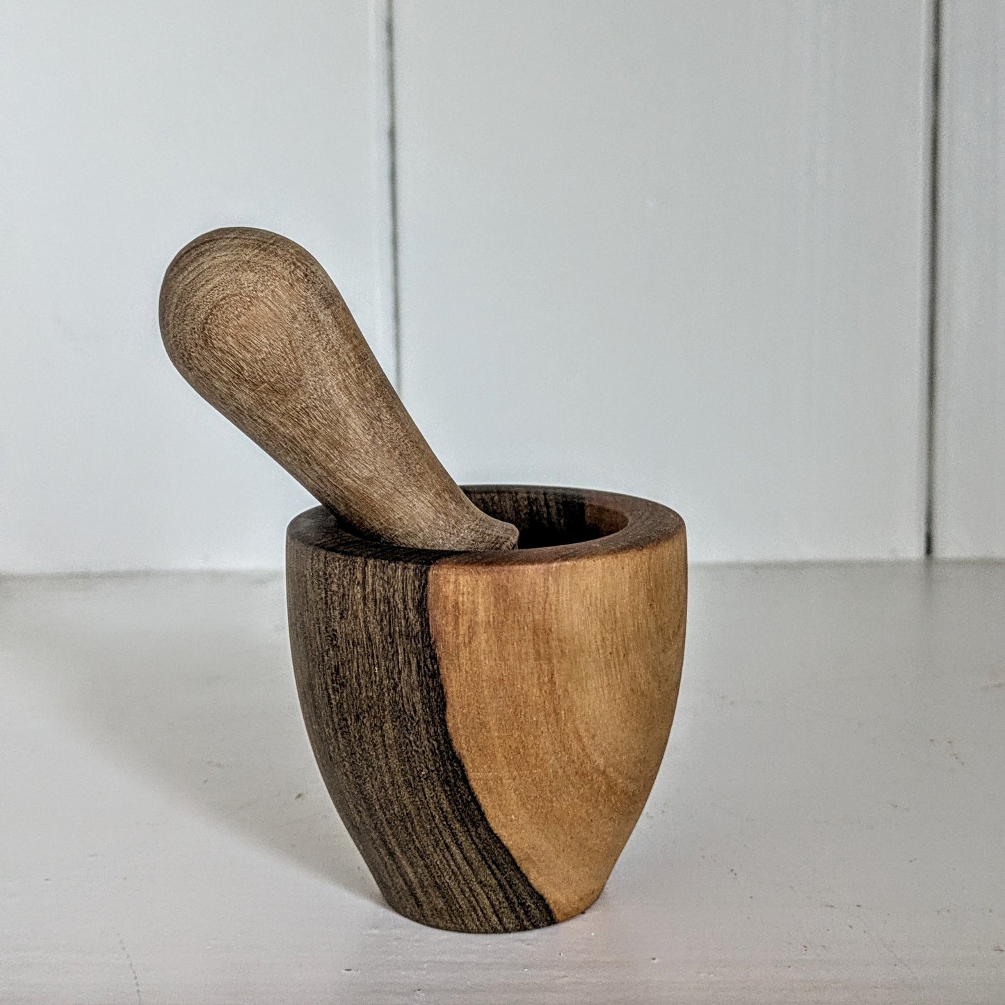 Vintage handmade walnut pestle and mortar