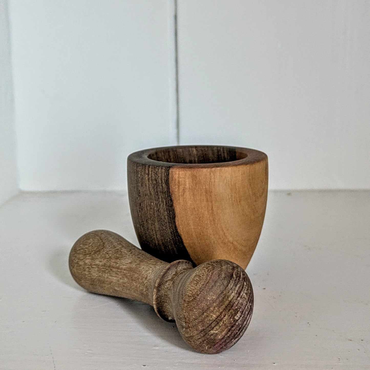 Vintage handmade walnut pestle and mortar