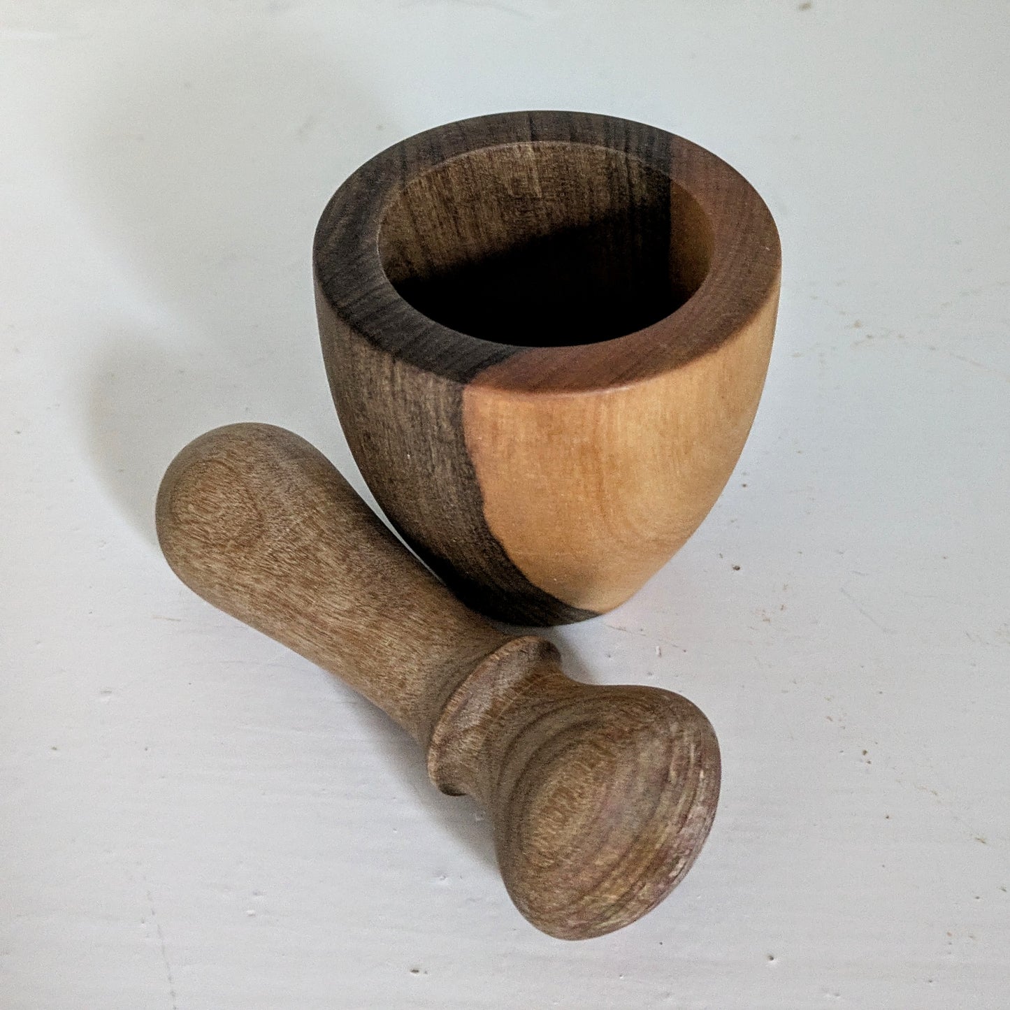 Vintage handmade walnut pestle and mortar