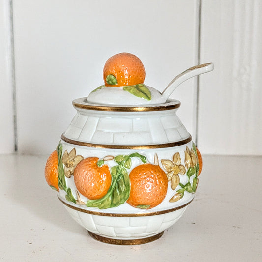 Orange  The Franklin Mint Le Cordon Bleu Porcelain Jelly Jam orange Preserves Decorative Jar 1988 with Spoon (Copy)