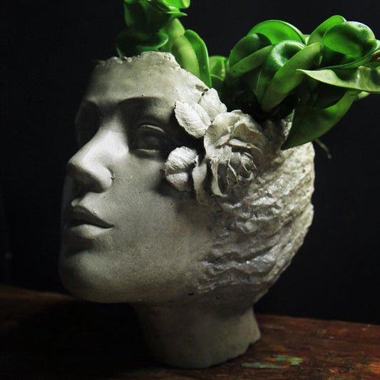 Woman with a flower Face Shaped Flower Pot