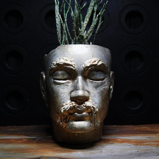 Stefan - head flower pot Men head pot, sculpture - flower pot, concrete pot, handmade planter