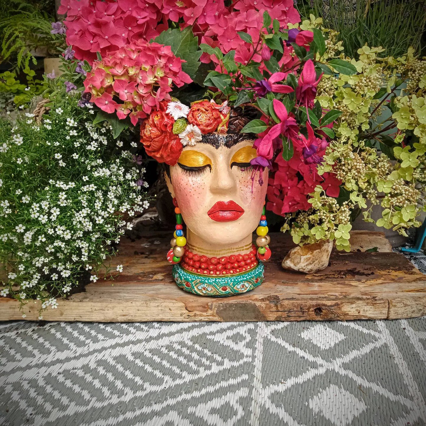 Frida inspired Human Face Shaped Flower Pot