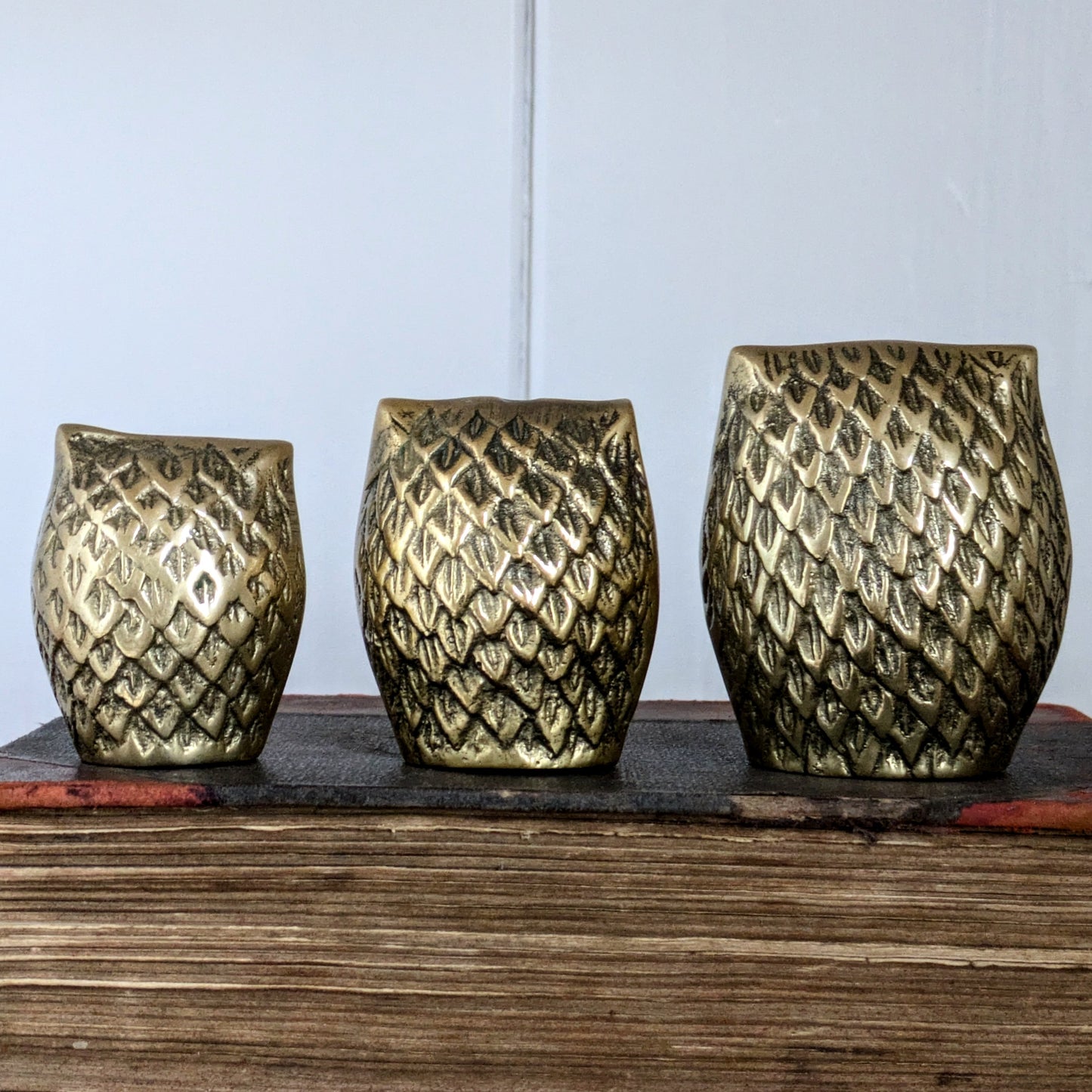 Vintage Brass Owl Family of Three