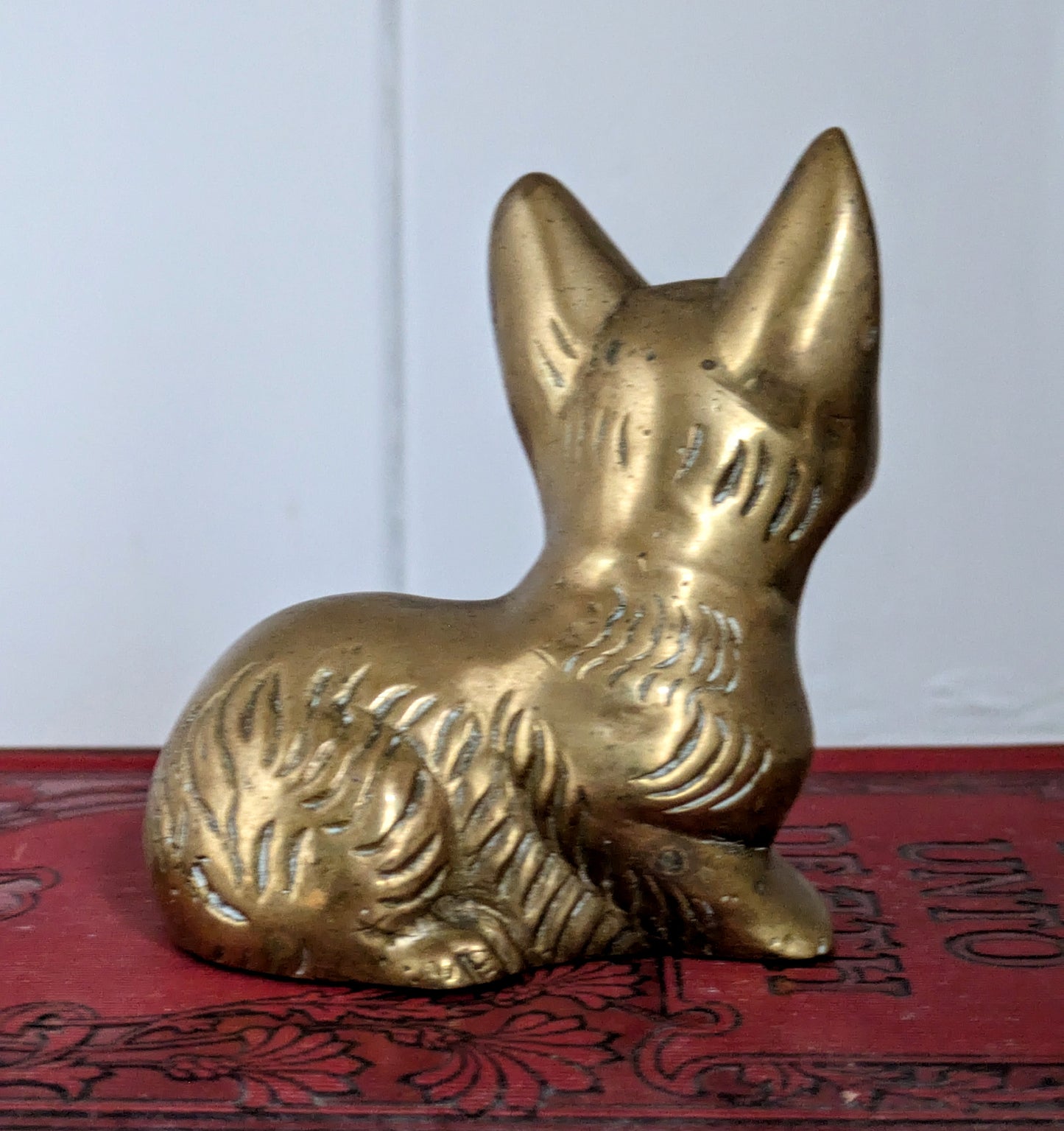 Vintage Warm Tone Metal Small Cat Kitten Paperweight