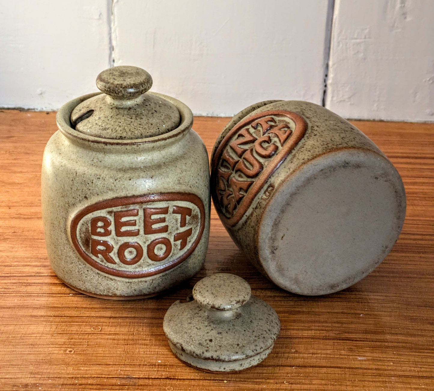 2 x Vintage TREMAR Cornish Pottery Lidderd Beetroot,Mint sauce(by Louis Hudson).