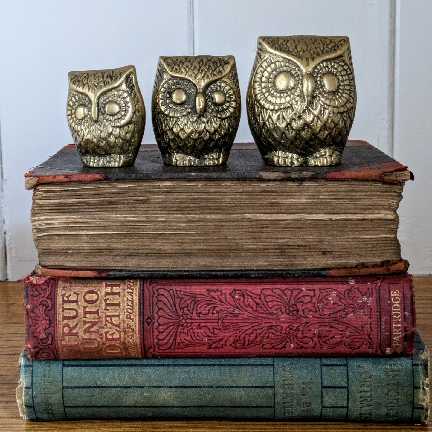 Vintage Brass Owl Family of Three