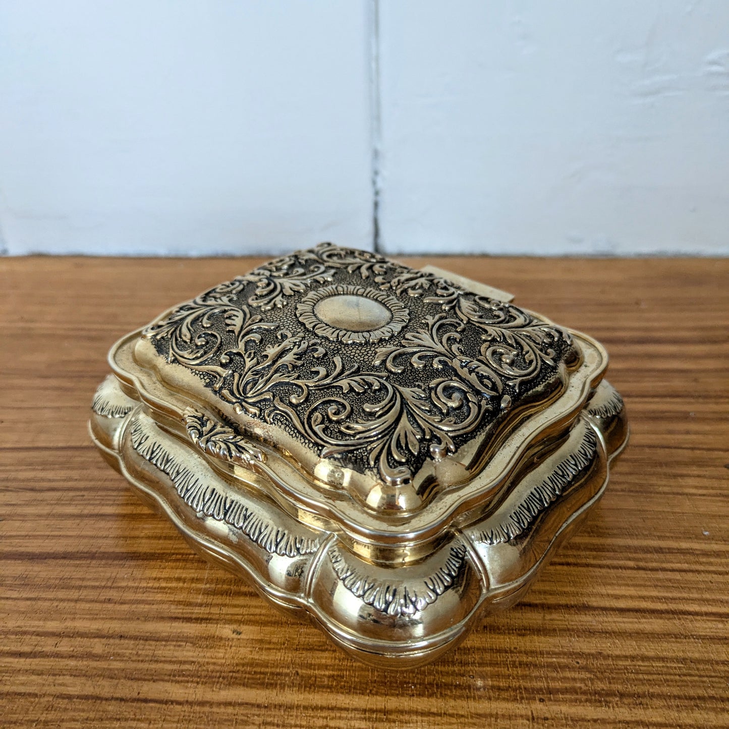 Silver Victorian Ornate Detail Slightly Rectangular Jewelry Box / Trinket box / Memory Box