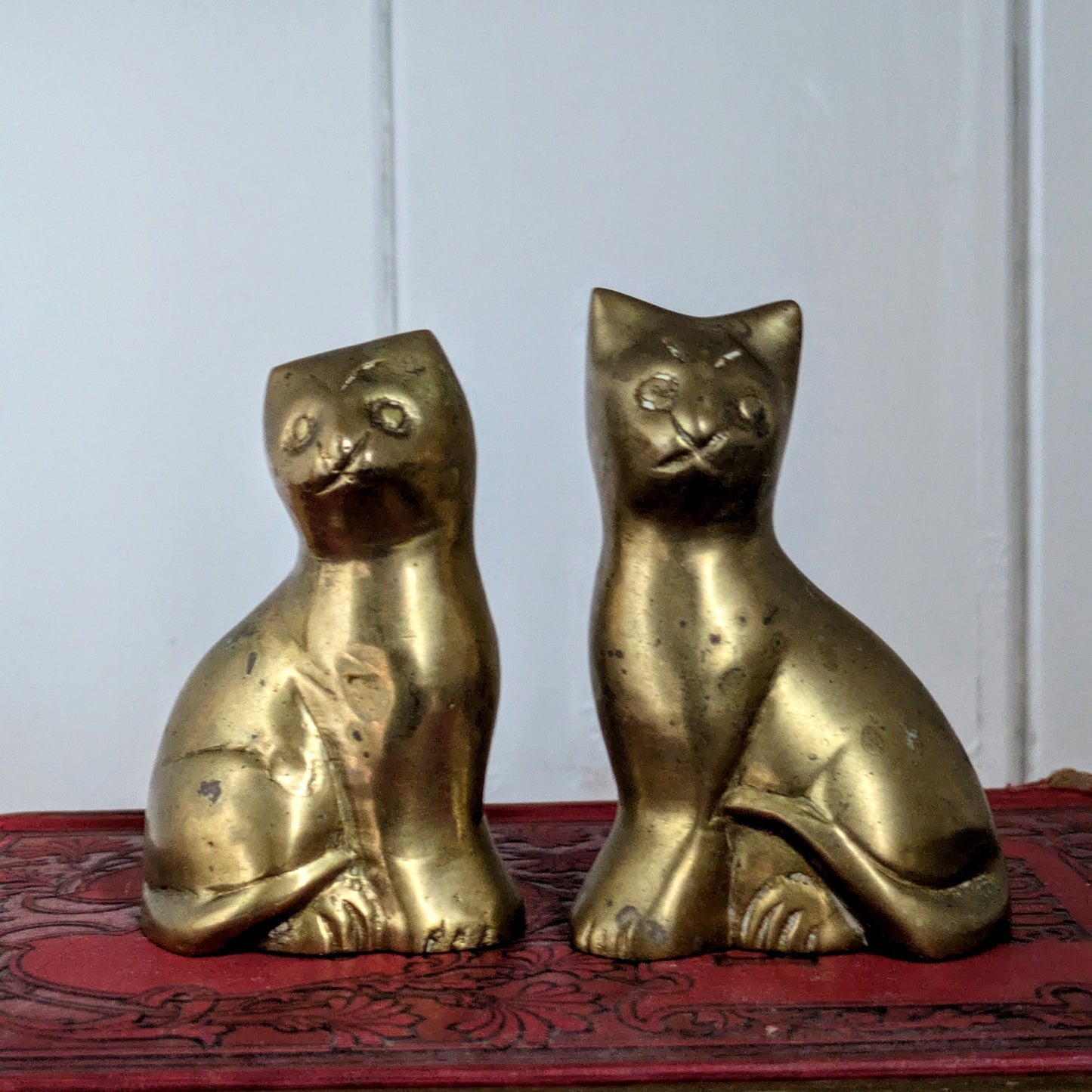 Pair of Vintage Brass Cats