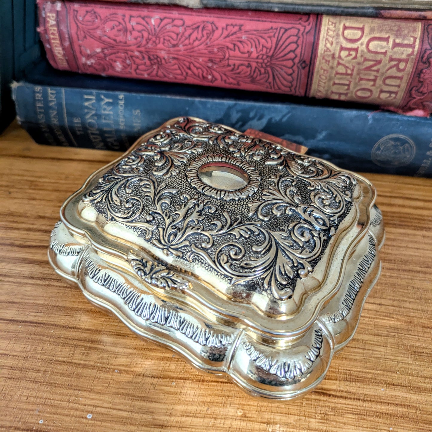 Silver Victorian Ornate Detail Slightly Rectangular Jewelry Box / Trinket box / Memory Box