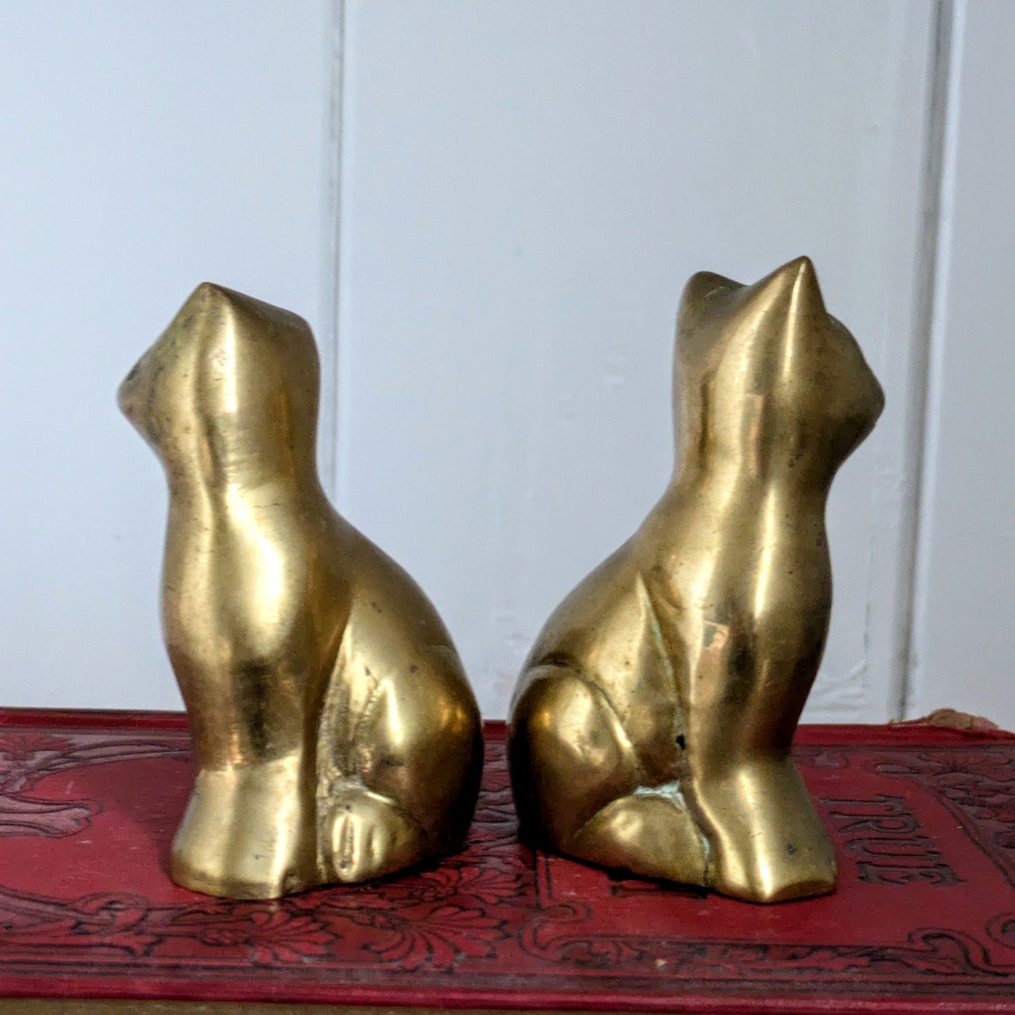 Pair of Vintage Brass Cats