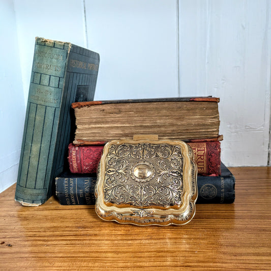 Silver Victorian Ornate Detail Slightly Rectangular Jewelry Box / Trinket box / Memory Box