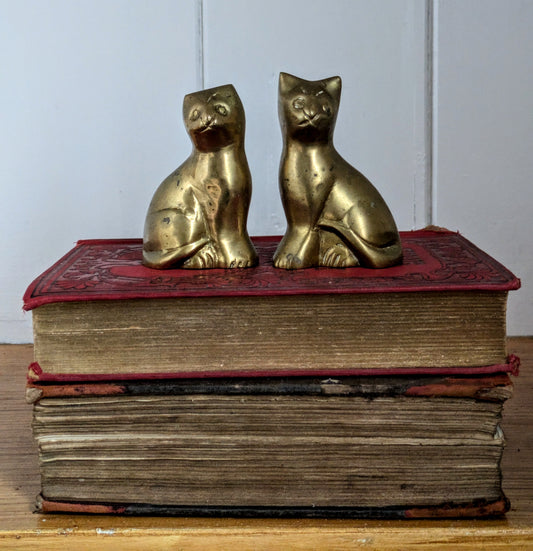 Pair of Vintage Brass Cats