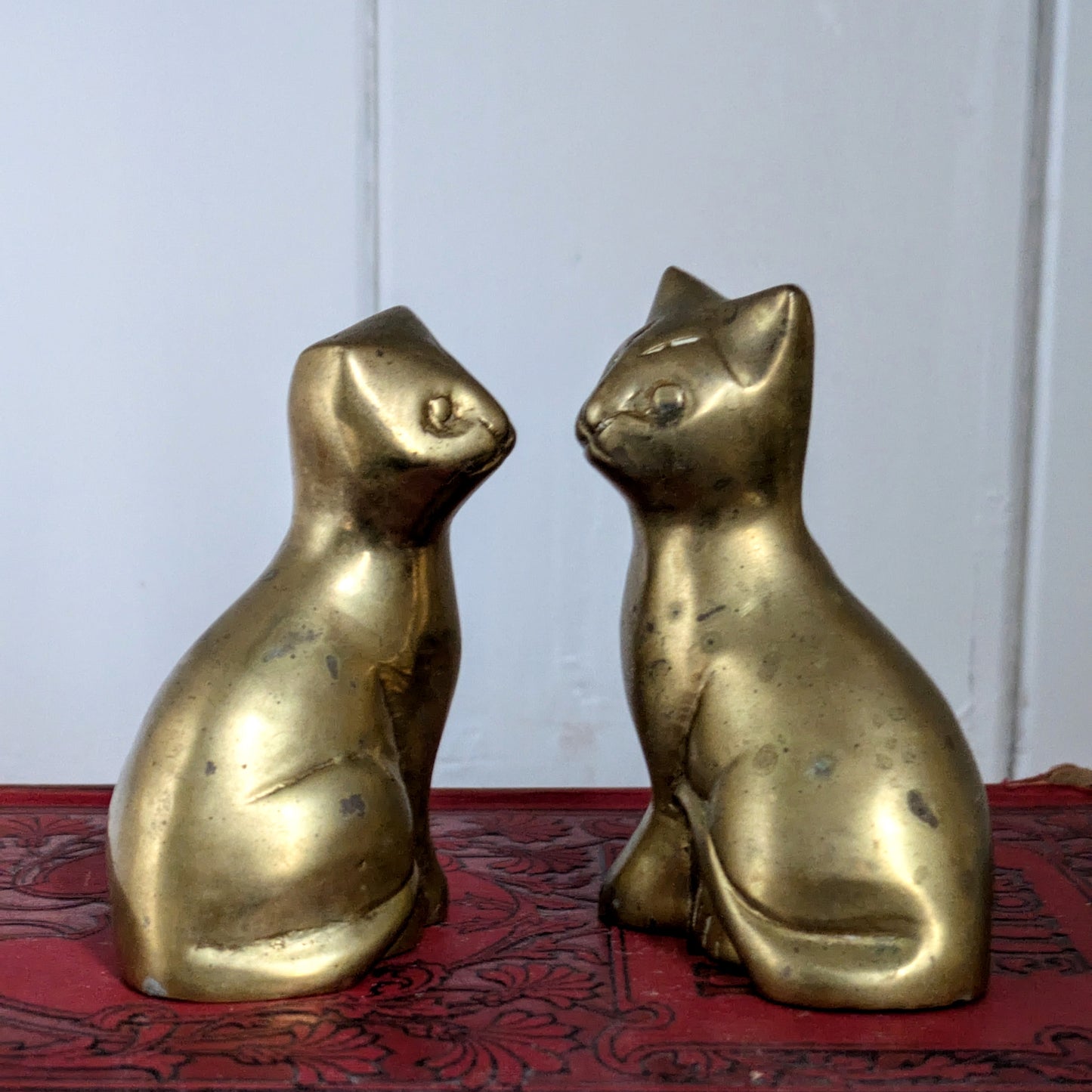 Pair of Vintage Brass Cats