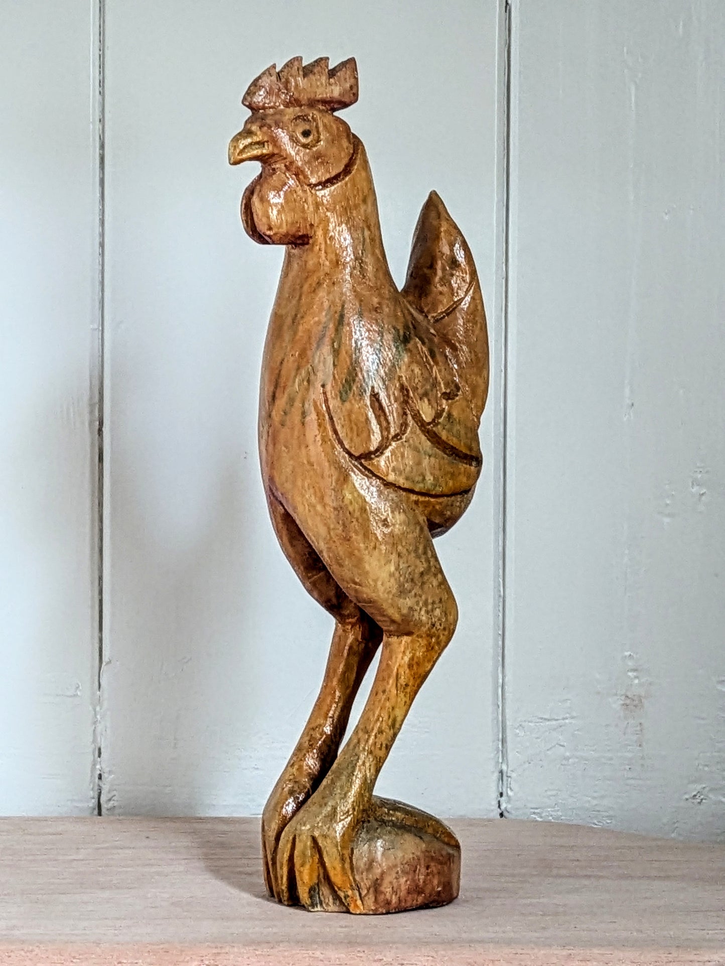 Rooster Skinny Chicken Hand Carved Wood Primitive Folk Art